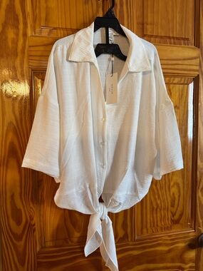 Have White Tie-Front Button-Down Shirt - Women